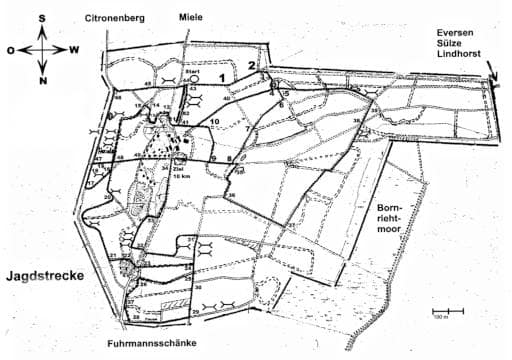 Landkarte der Reitwege auf der Jagdstrecke vom Reiterhof Severloh