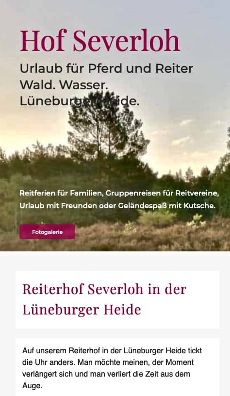 Bild der neuen, responive Reiterhof Severloh Website